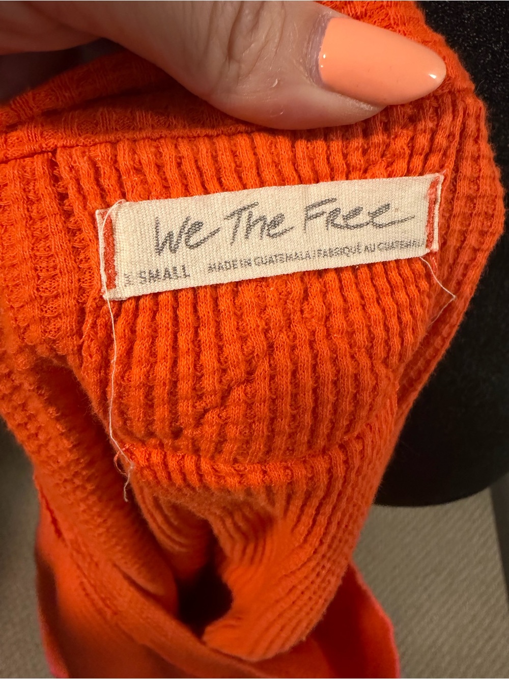 Free People We The Free Orange Thermal Top – Size X Small Runs Big - Picture 7 of 7